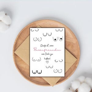 Busenfreundin Karte für die Beste Freundin, Busen, DIN A6, Geschenk für die Freundin, Grußkarte, Postkarte, Busenfreundin, Geburtstagskarte