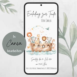 Convite de Batismo / Batismo / Convite / Arquivo Digital - Download Instantâneo / Comunhão / Confirmação / Arca de Noé | Convite digital para batismo