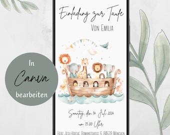 Baptism invitation / baptism / invitation / digital file - immediate download / communion / confirmation / Noah's Ark | Digital invitation for baptism