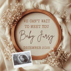 Digital pregnancy announcement, customizable, Canva, social media pregnancy announcement, boho, announce news