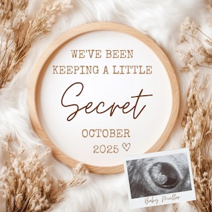 Digital pregnancy announcement, customizable, Canva, social media pregnancy announcement, boho, announce news