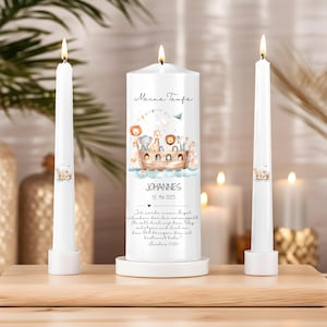 Digital Baptism Candle Template – Waterslide Design for Baptism Candles and Godparent Candles – Personalized & Ready to Print, Noah&#39;s Ark Taper Candles