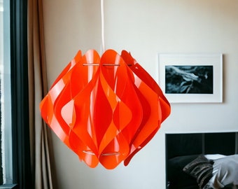 Mid Century modern origami red acrylic hanging lamp Milanda Havlova