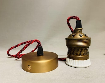 Antique matte brass Giant light bulb socket industrial pendant with cord