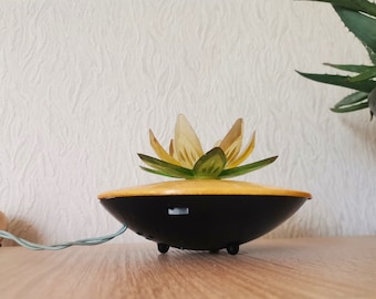 Yellow Water Lily or Lotus night light sculptural retro table lamp mood enhanging lighting