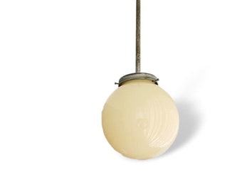 Opaline glass Art Deco pendant lamp simple elegant cream glass