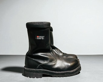 3M Trinsulate water-resistant black leather work biking boots fur lined steel toe