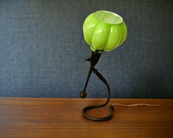 Cool desk side lamp green glass articulated unique mood enhanging lighting
