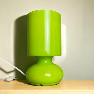 Colorful glass bedside table lamp lime green Ikea Lykta mood enhanging lighting