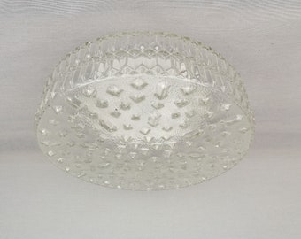 Large round flush mount ceiling or wall light clear hubnail glass