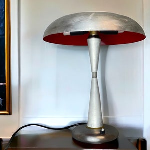 Aluminium mushroom table lamp in Stilnovo style