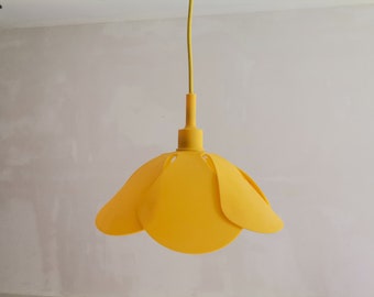 Canary yellow plastic light fixture flower pendant lamp floral lighting