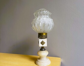 Portuguese mid century marble alabaster table lamp in Art Deco style
