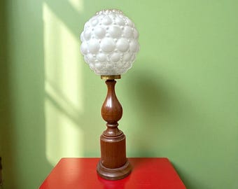 Large wooden table lamp wood mid century