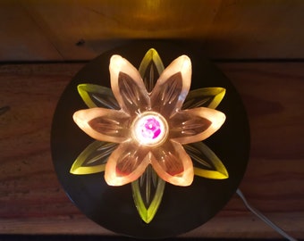 Small Water Lily or Lotus night light sculptural  retro table lamp mood enhanging lighting
