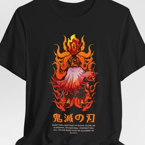 Rengoku Camiseta | T gráfico do assassino do demónio | Camisa Rengoku da edição limitada | Vestuário de anime feito à mão | Presente exclusivo para fãs | Produtos Rengoku