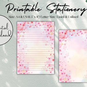 Printable Stationery | Flower Stationery | Blossoms | Writing Paper | A4 | US (8.5"x 11") Letter | Digital Download | Instant Download | PDF
