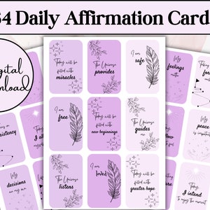 Printable Affirmation Cards | 54 Daily Affirmation Cards | Manifestation Cards | Printable Self-Care Cards | Digital Download