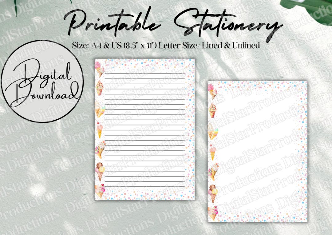 Ice Cream Stationery | Printable Writing Paper | Letter Writing | A4 ...