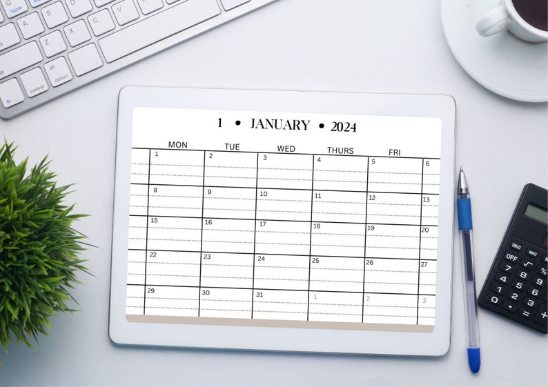 Printable 2024 minimalist monthly calendar fill in lined etsy