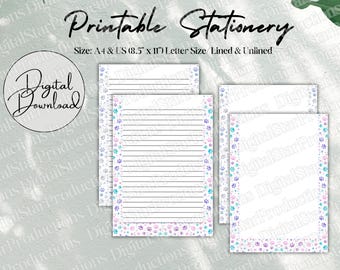 Paw Prints Stationery | Printable Writing Paper | Stationery | Letter Writing | A4 | US (8.5"x 11") Letter | Digital Download | PDF | PNG