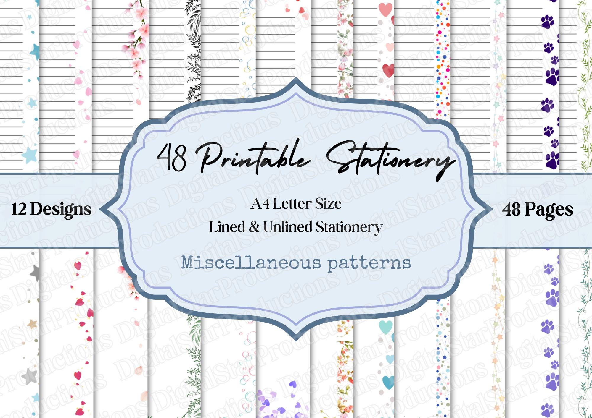 Printable Stationery | Printable Miscellaneous Stationery | Printable Writing Paper | Writing Paper | Digital Download | Instant Download