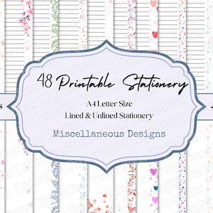 Printable Stationery | Printable Miscellaneous Stationery | Printable Writing Paper | A4 | Writing Paper | Digital Download | PNG | PDF