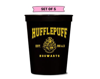 harry potter cups, harry potter party cups, team hufflepuff cups, hufflepuff party cups, sorting hat cups, harry potter party favors, custom