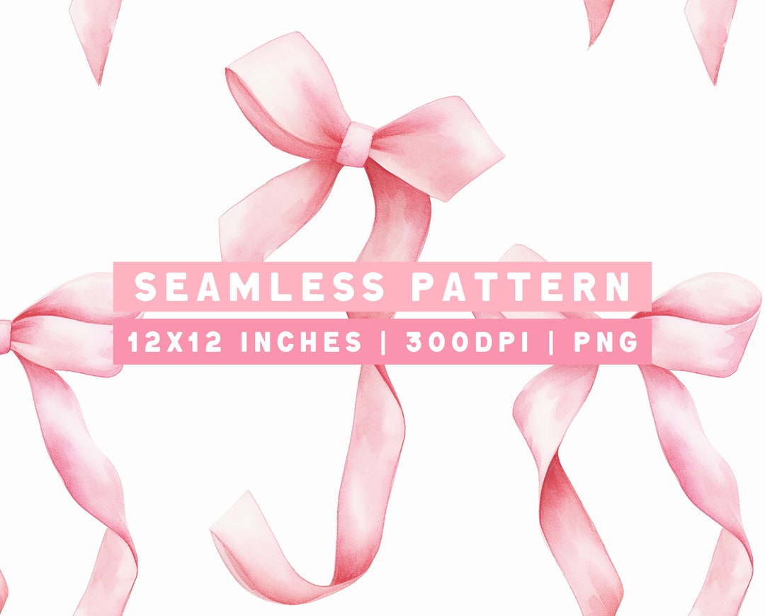 Coquette Room Decor, Pink Bows, Trendy Seamless Pattern PNG, Watercolor ...
