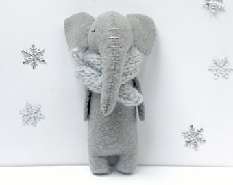 Peluche éléphant, Animaux en feutre, Peluche éléphant, Cadeau d'anniversaire, Cadeau de Noël, Animaux en peluche, Figurines d'animaux à collectionner