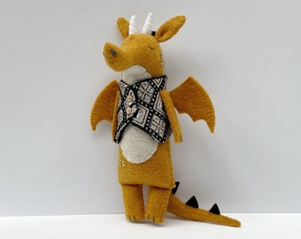 Gouden drakenknuffel, knuffel draken, knuffel draken, drakencadeau, verzamelobject