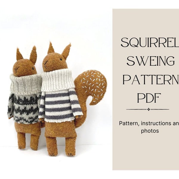 Squirrel Sewing PATTERN PDF, Stuffed toys tutorial, Animals soft toy