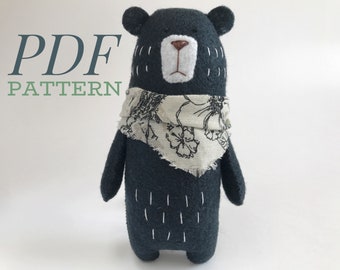 Bear Sewing PATTERN, Teddy Bear pattern, PDF Pattern, Felt Animals, Woodland Animals, Stuffed Animal
