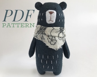 Bear Sewing PATTERN, Teddy Bear pattern, PDF Pattern, Felt Animals, Woodland Animals, Stuffed Animal