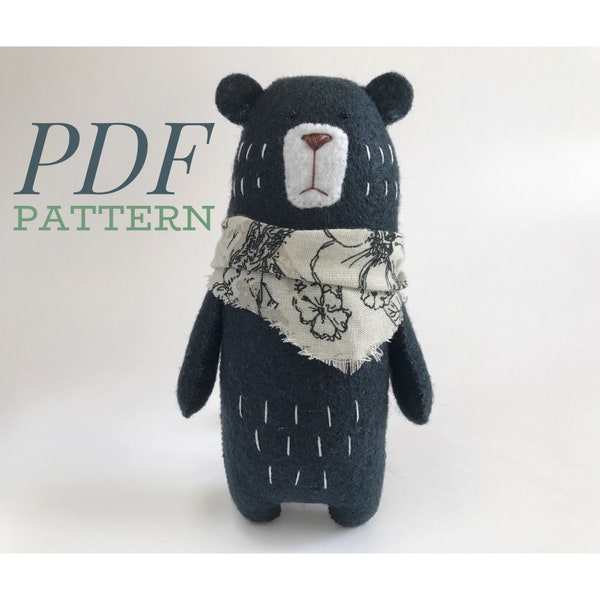 Bear Sewing PATTERN, Teddy Bear pattern, PDF Pattern, Felt Animals, Woodland Animals, Stuffed Animal