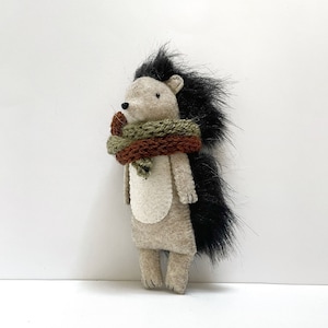 Hedgehog Toy with knitted scarf, Hedgehog Gifts, Woodland Animals Softie, Stuffed Animal, Hedgehog Doll, Soft Animals, Christmas gift