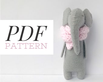 Patrón de costura de elefante: Tutorial de peluche (PDF)
