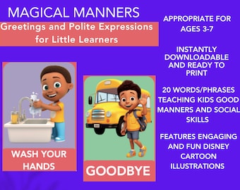 Manners, Greetings & Polite Expressions Flashcards for Little Learners with Free Bonus Coloring Pages