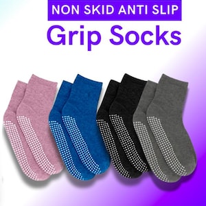 2 Pairs of Grippy Anti Slip, Non Skid Grip Socks for Safe Mobility for Home, Yoga, Pilates, Barre, Workout, Fitness, Hospital, Recovery
