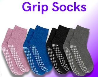2 Pairs of Grippy Anti Slip, Non Skid Grip Socks for Safe Mobility for Home, Yoga, Pilates, Barre, Workout, Fitness, Hospital, Recovery