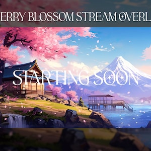 Superposition de flux de fleurs de cerisier animées esthétiques - Forfait Twitch préfabriqué esthétique d’anime japonais