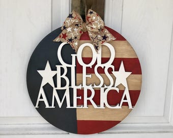 God Bless America Door Hanger I Patriotic Door Hanger I Labor Day Door Hanger I Memorial Day Door Hanger
