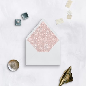 French Pink Toile Envelope Liner - LEMONS - Euro Flap Envelopes | SET OF 25 | Printed Envelope liners for wedding invitations