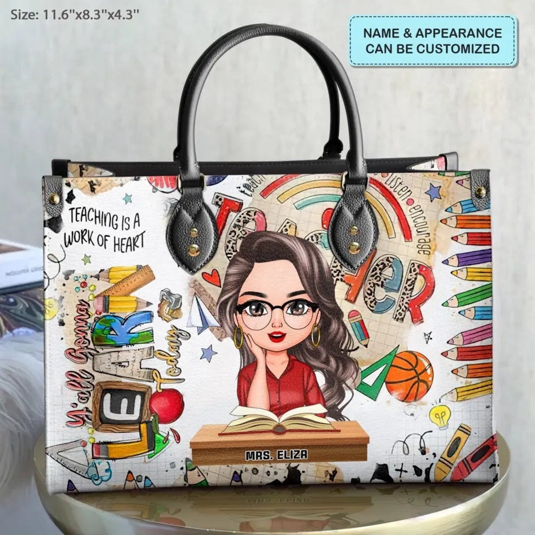 Personalized Custom Leather Bag Birthday Teacher's Day Etsy