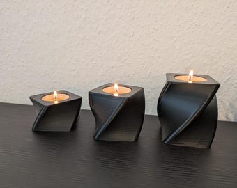 Podgrzewacze z PLA drukowane w technologii 3D – nowoczesne świeczniki o zakręconym kształcie, minimalistyczna dekoracja stołu, dekoracja salonu i sypialni