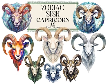 Signos del Zodíaco Clipart, Horóscopo Capricornio Signo Estelar, Esotérico, Astrología de Cabra Saturno PNG Descarga Instantánea Uso Comercial
