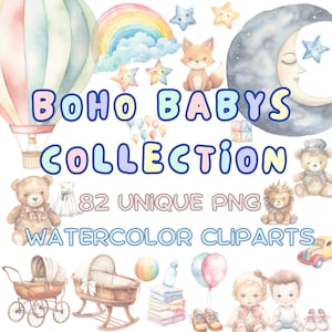 Neutral Baby Aquarell ClipArt, Safari Baby Show Baby Dschungel Clipart Neugeborenen Dusche niedlichen Teddy Bär PNG sofortiger Download