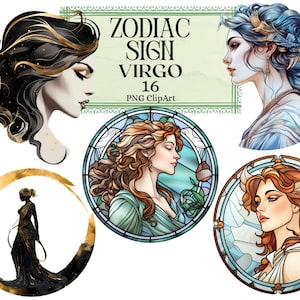Clipart di segni zodiacali, Oroscopo Segno zodiacale Vergine, Clipart esoterico Dea Vergine Astrologia Mercurio PNG Download istantaneo Uso commerciale