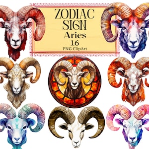 Signos del Zodíaco Clipart, Horóscopo Aries Signo Estelar, Clipart Esotérico Ram Astrología Marte PNG Descarga Instantánea Uso Comercial
