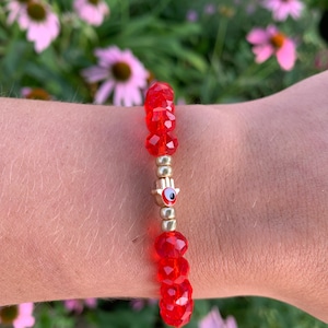 Red Evil Eye Beaded Bracelet